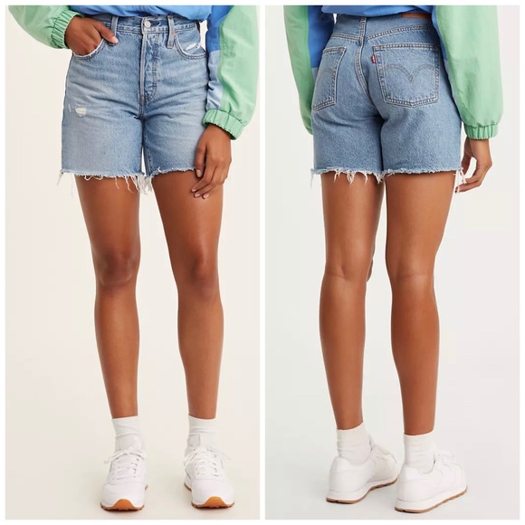 NEW Levi’s 501 Mid Thigh Distressed Jean Shorts 25 - Picture 5 of 13
